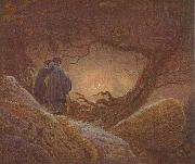 Caspar David Friedrich Two men contemplating the Moon painting